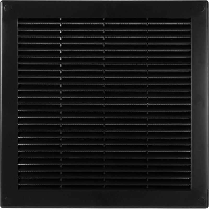 Awenta غطاء شبكة تهوية بلاستيكي من مقاس 300×300 مم (12×12 بوصة)، أسود مع شبكة حشرات، وأغطية فتحات مسامير لمظهر أفضل - Image 2