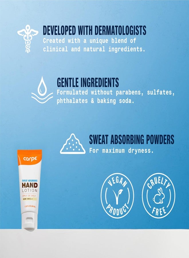 Carpe Antiperspirant Hand Lotion, A dermatologist-recommended, smooth lotion that helps stop hand sweat, Great for hyperhidrosis (Warm Vanilla) - Image 2