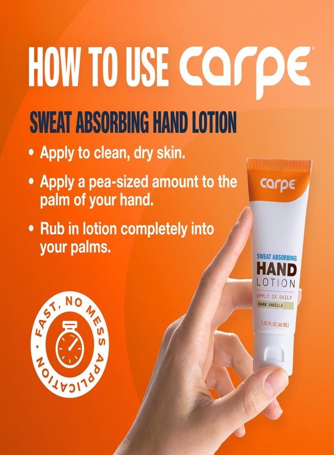 Carpe Antiperspirant Hand Lotion, A dermatologist-recommended, smooth lotion that helps stop hand sweat, Great for hyperhidrosis (Warm Vanilla) - Image 4