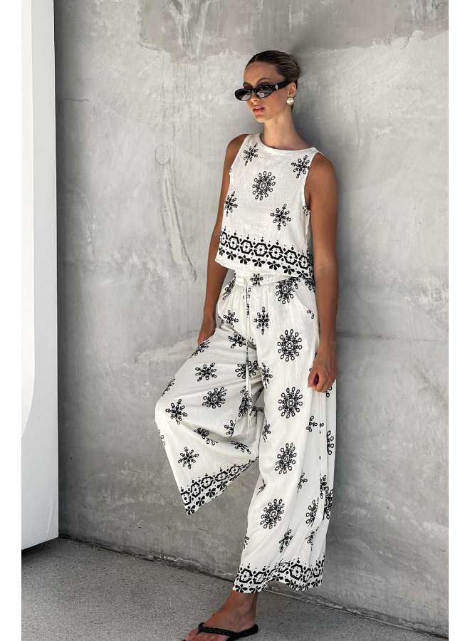 New Fashion Casual Linen Vest & Wide-Leg Pants Suit - Image 1