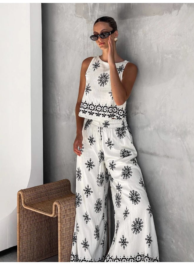 New Fashion Casual Linen Vest & Wide-Leg Pants Suit - Image 4