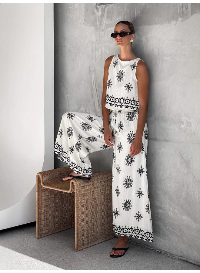New Fashion Casual Linen Vest & Wide-Leg Pants Suit - Image 5