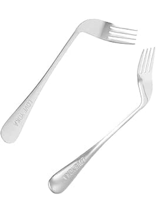 Lurrose 2pcs Curved Self Feeding Forks for Elderly Disabled Ergonomic Angled Utensils Eating - Image 1