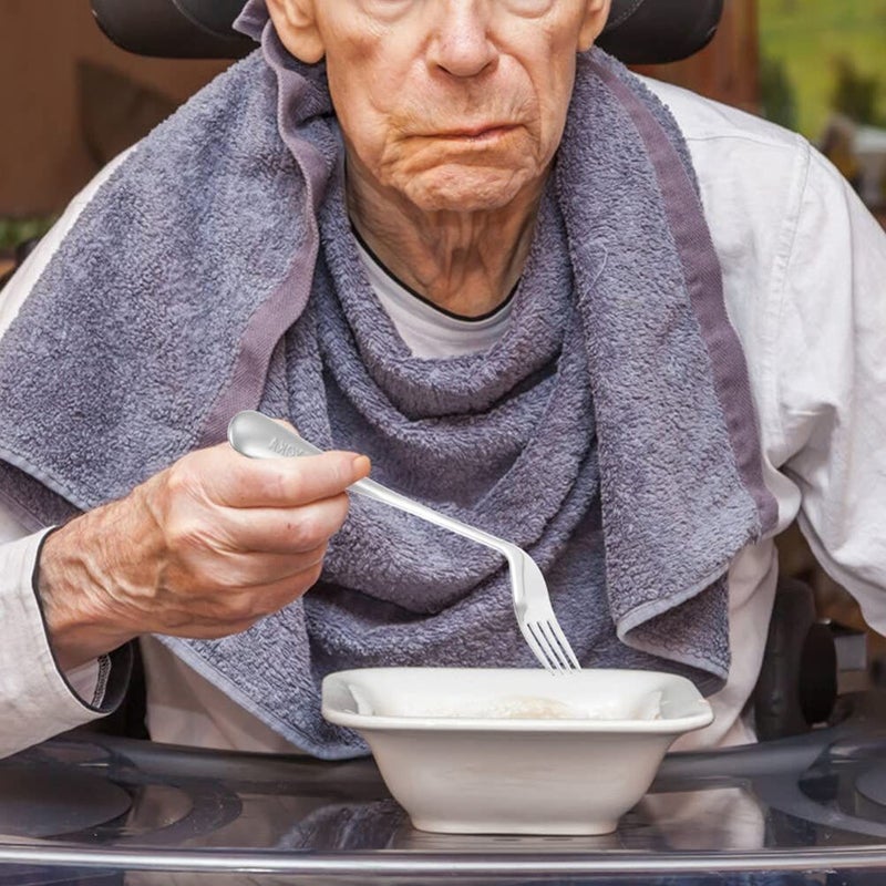 Lurrose 2pcs Curved Self Feeding Forks for Elderly Disabled Ergonomic Angled Utensils Eating - Image 4