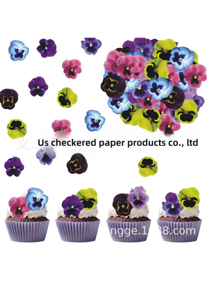 Sticky Rice Paper Cherry Blossom Shake Voice Internet Celebrous Wai Paper Baking Digital Cake Decoration Hotel Cold Plate-Color:Can Be Used With Edible Ink-Specifications:60 Pansy  - Image 1