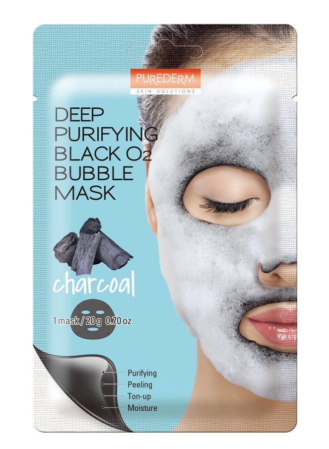 PUREDERM Deep Purifying Black O2 Bubble Mask-Charcoal - Image 1