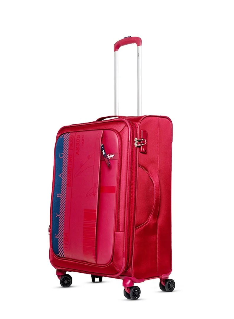 Skybags Airway Pro Expandable Soft Body Luggage with Smooth Dual Wheels Luggage Trolley, Polyester Material, TSA Lock, Medium-24Inch, Red