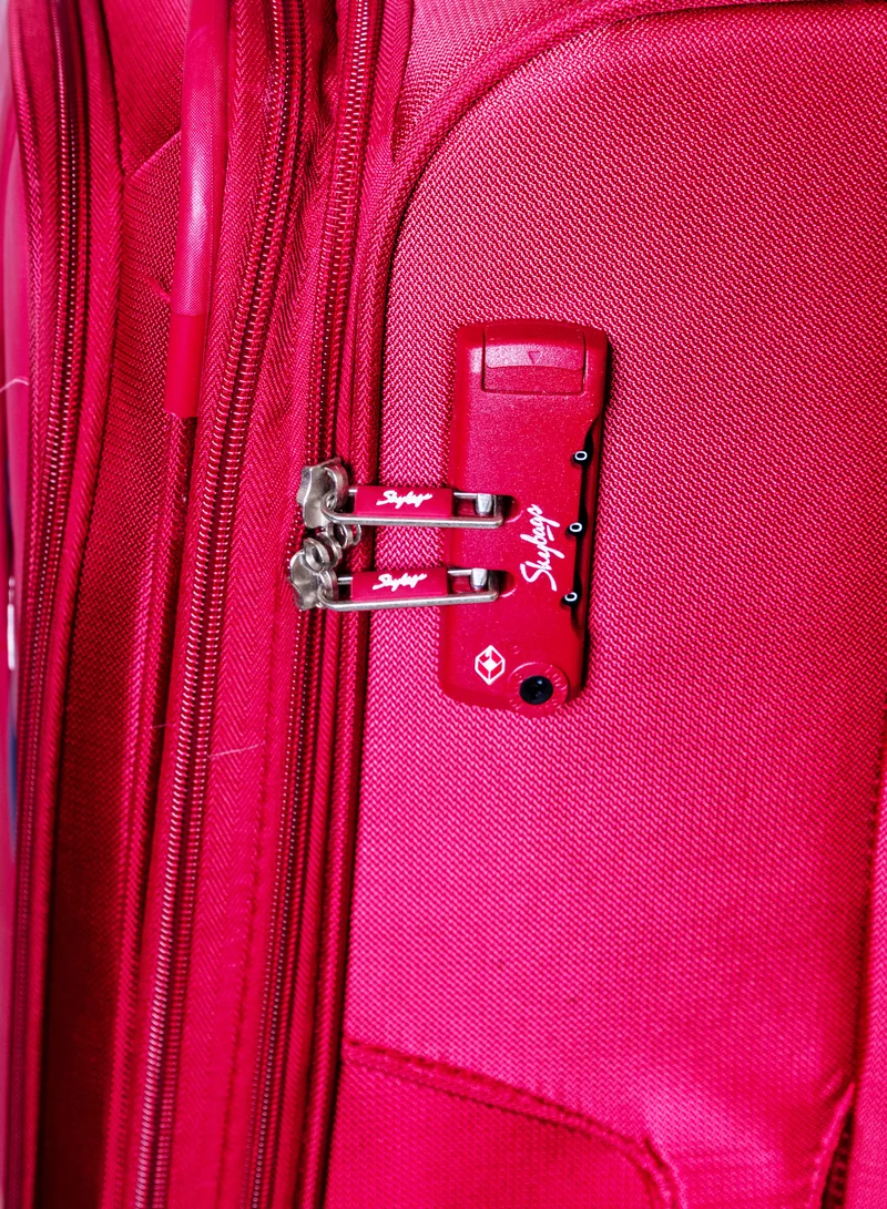 Skybags Airway Pro Expandable Soft Body Luggage with Smooth Dual Wheels Luggage Trolley, Polyester Material, TSA Lock, Medium-24Inch, Red