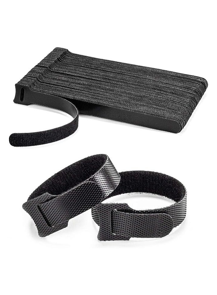 PROMASS 80PCS Reusable Cable Ties, Black Adjustable 6-Inch Cord Organizer Ties, Multi-purpose Hook Loop Cable Management Wire Ties for Organizing Home, Office, Data Centers - Image 1