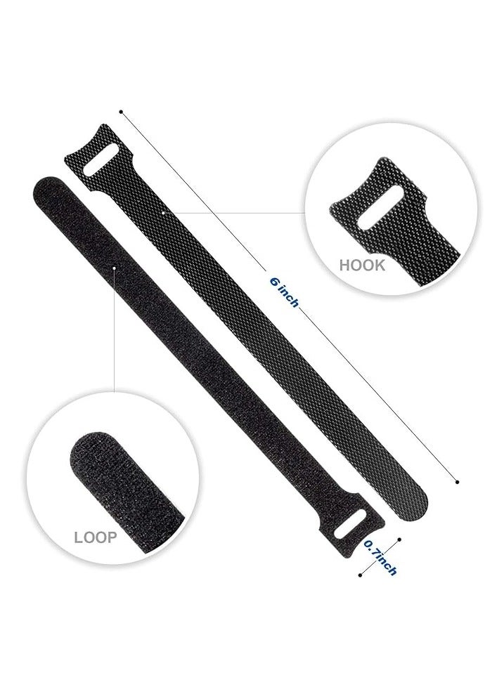 PROMASS 80PCS Reusable Cable Ties, Black Adjustable 6-Inch Cord Organizer Ties, Multi-purpose Hook Loop Cable Management Wire Ties for Organizing Home, Office, Data Centers - Image 2