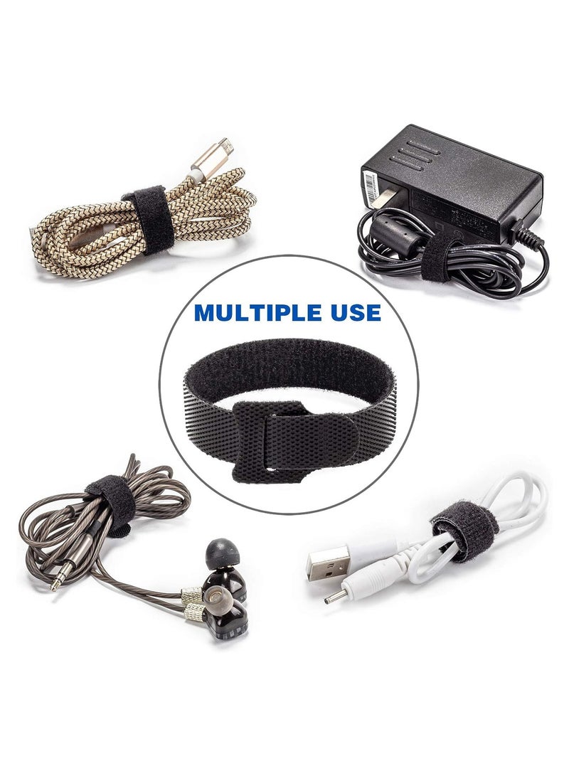 PROMASS 80PCS Reusable Cable Ties, Black Adjustable 6-Inch Cord Organizer Ties, Multi-purpose Hook Loop Cable Management Wire Ties for Organizing Home, Office, Data Centers - Image 4