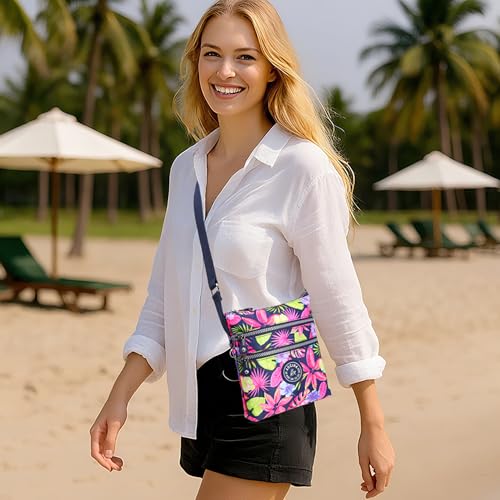 AOCINA Crossbody Purses for Women Lightweight Small Travel Bag Shoulder Purses and Handbags with Multi Zipper Pockets (Colorful Leaves3) - Image 2