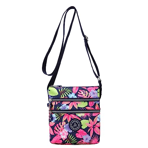 AOCINA Crossbody Purses for Women Lightweight Small Travel Bag Shoulder Purses and Handbags with Multi Zipper Pockets (Colorful Leaves3) - Image 1