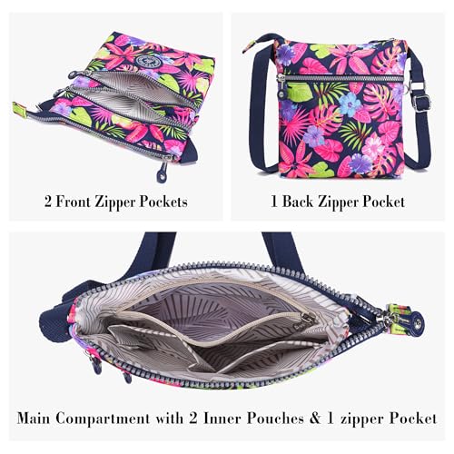 AOCINA Crossbody Purses for Women Lightweight Small Travel Bag Shoulder Purses and Handbags with Multi Zipper Pockets (Colorful Leaves3) - Image 4