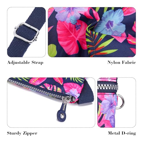 AOCINA Crossbody Purses for Women Lightweight Small Travel Bag Shoulder Purses and Handbags with Multi Zipper Pockets (Colorful Leaves3) - Image 5