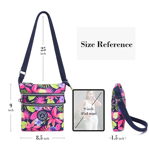 AOCINA Crossbody Purses for Women Lightweight Small Travel Bag Shoulder Purses and Handbags with Multi Zipper Pockets (Colorful Leaves3) - Image 3