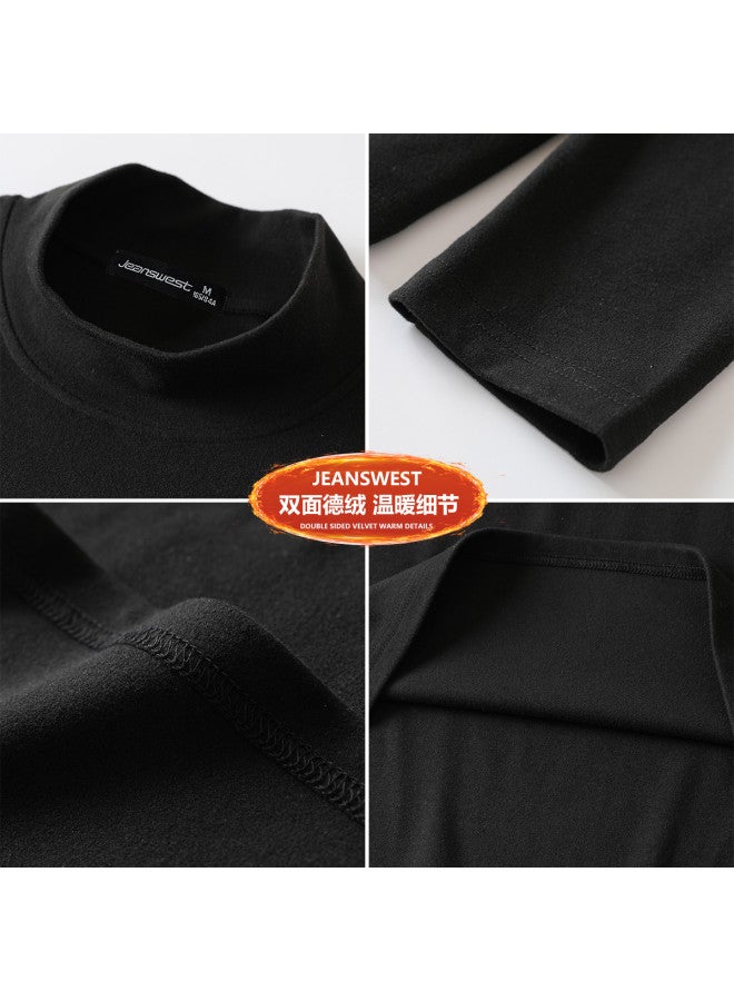 Jeanswest Women'S Semi-Turtle Neck Velvet Base Shirt Youth Slimming Comfort Long Sleeve T-Shirt Autumn Winter Women'S Warm Mid-Neck Top - Image 4