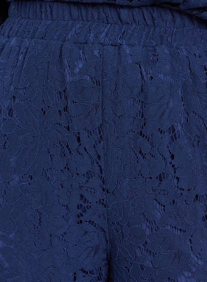 Styli Navy Blue Lace Wide Leg Pants - Image 3