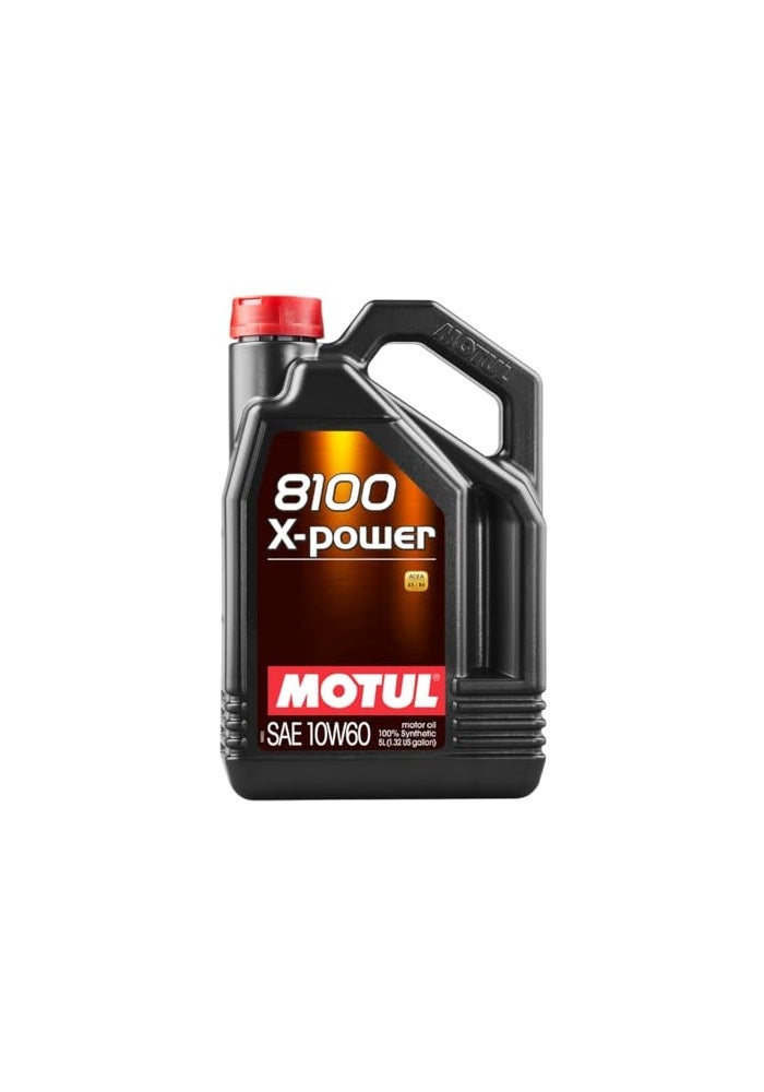 Motul 8100 XPower 10W60 Full Synthetic  EsterBased Formula for Turbocharged  HighPerformance Engines  LSPI Protection Extreme Heat Resistance Cold Start Lubrication Daily  Track Use  5L - Image 1
