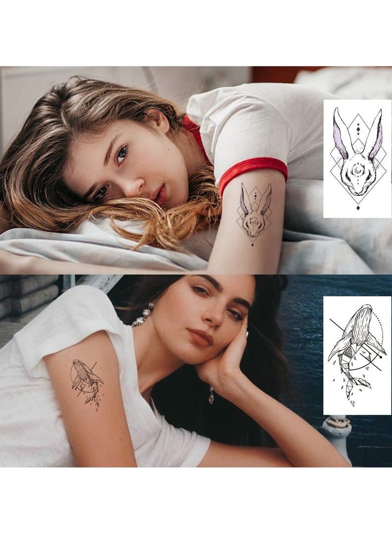 قوس قزح أورينبو وشم مؤقت صغير واقعي للحيوانات للنساء والرجال، عبوة من 15 قطعة، هدية رائعة لديكور الجسم، للعطلات، رمضان، الزفاف، الكريسماس، الطيور، الذئب، النمر، الأسد، النسر، التنين، الحوت، الثعبان - Image 3