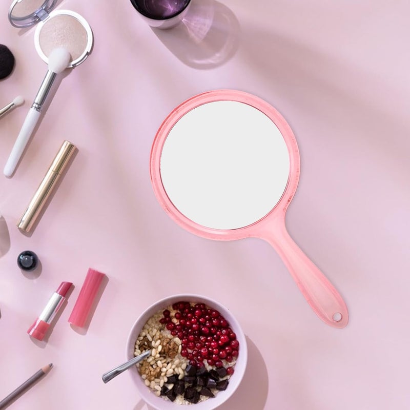 3pcs Portable Double-Sided Makeup Mirror with Lightweight Plastic Handle Compact Vanity Mirror for Travel Home and Camping for Reflection and Easy Use - Image 5