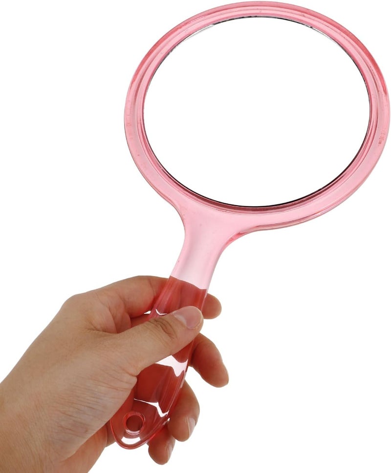3pcs Portable Double-Sided Makeup Mirror with Lightweight Plastic Handle Compact Vanity Mirror for Travel Home and Camping for Reflection and Easy Use - Image 3