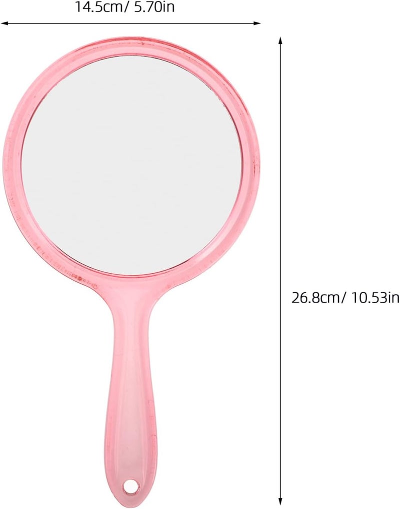 3pcs Portable Double-Sided Makeup Mirror with Lightweight Plastic Handle Compact Vanity Mirror for Travel Home and Camping for Reflection and Easy Use - Image 2