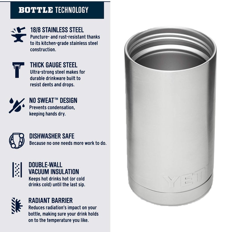 YETI Rambler 12 oz Bottle, Stainless Steel, Vacuum Insulated, with Hot Shot Cap, Seafoam - Image 4