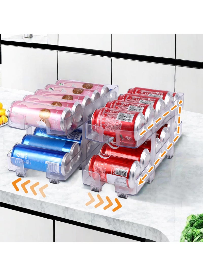 KYD Soda Can Organizer for Refrigerator, 2 Pack Expandable Soda Can Dispenser for Refrigerator Organizers Bins 2-Layer Kitchen Organizers and Storage Drink Holders for Fridge Pantry Organization  - Image 1