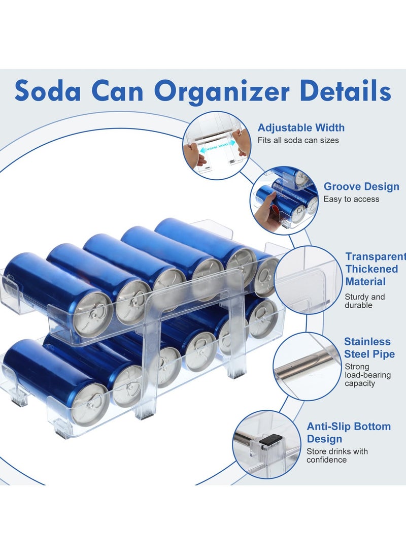 KYD Soda Can Organizer for Refrigerator, 2 Pack Expandable Soda Can Dispenser for Refrigerator Organizers Bins 2-Layer Kitchen Organizers and Storage Drink Holders for Fridge Pantry Organization  - Image 3