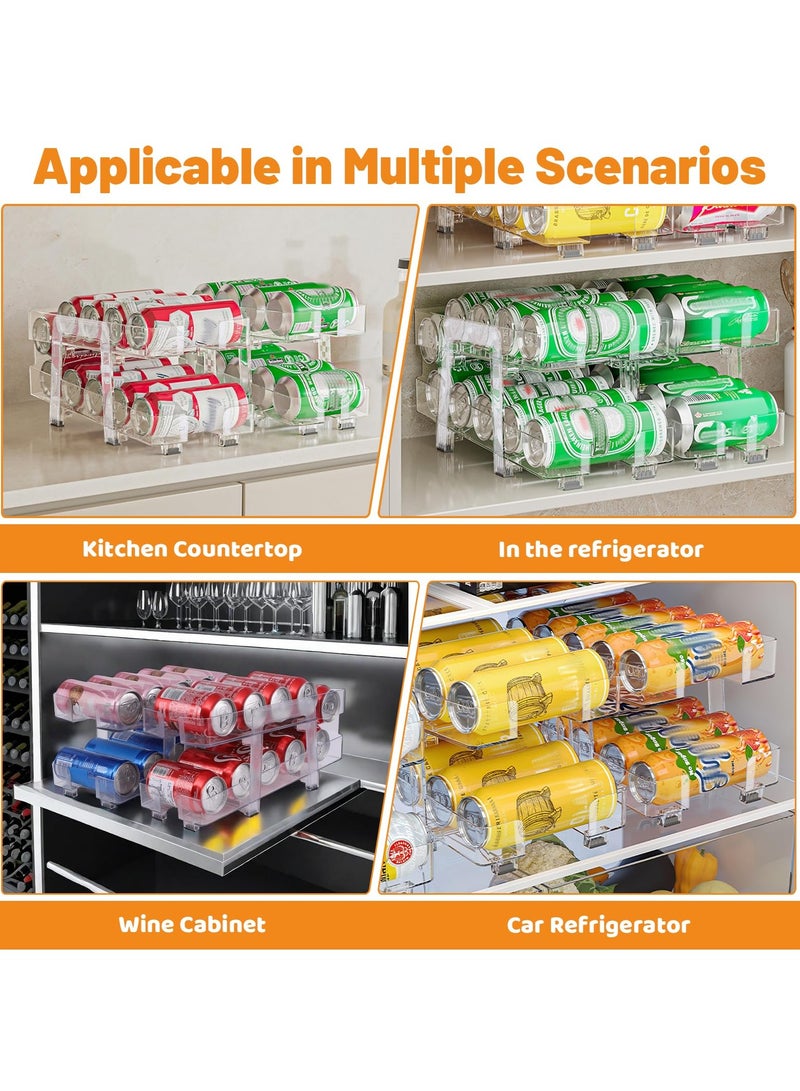 KYD Soda Can Organizer for Refrigerator, 2 Pack Expandable Soda Can Dispenser for Refrigerator Organizers Bins 2-Layer Kitchen Organizers and Storage Drink Holders for Fridge Pantry Organization  - Image 5