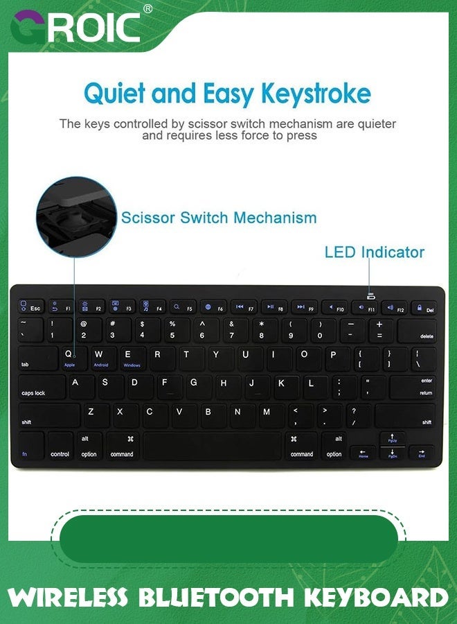 GROIC Black Universal Bluetooth Keyboard for iPad, Upgraded BLE Technology with Unwavering Connection, Automatic Identification Windows, Android, macOS, iOS - Image 5