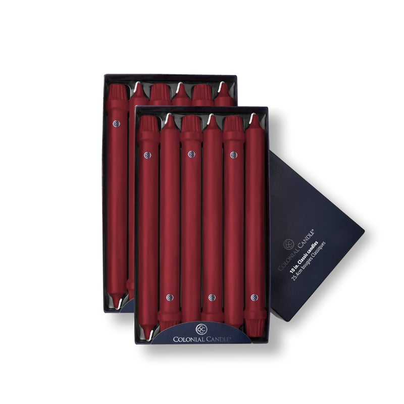 Colonial Candle NCC101620 Traditional Cranberry Taper Candles 10 Maroon Burgundy Red