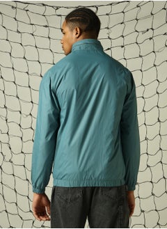 Hubberholme Men's Blue 100% Polyester Solid Oversized Jacket  - Image 3