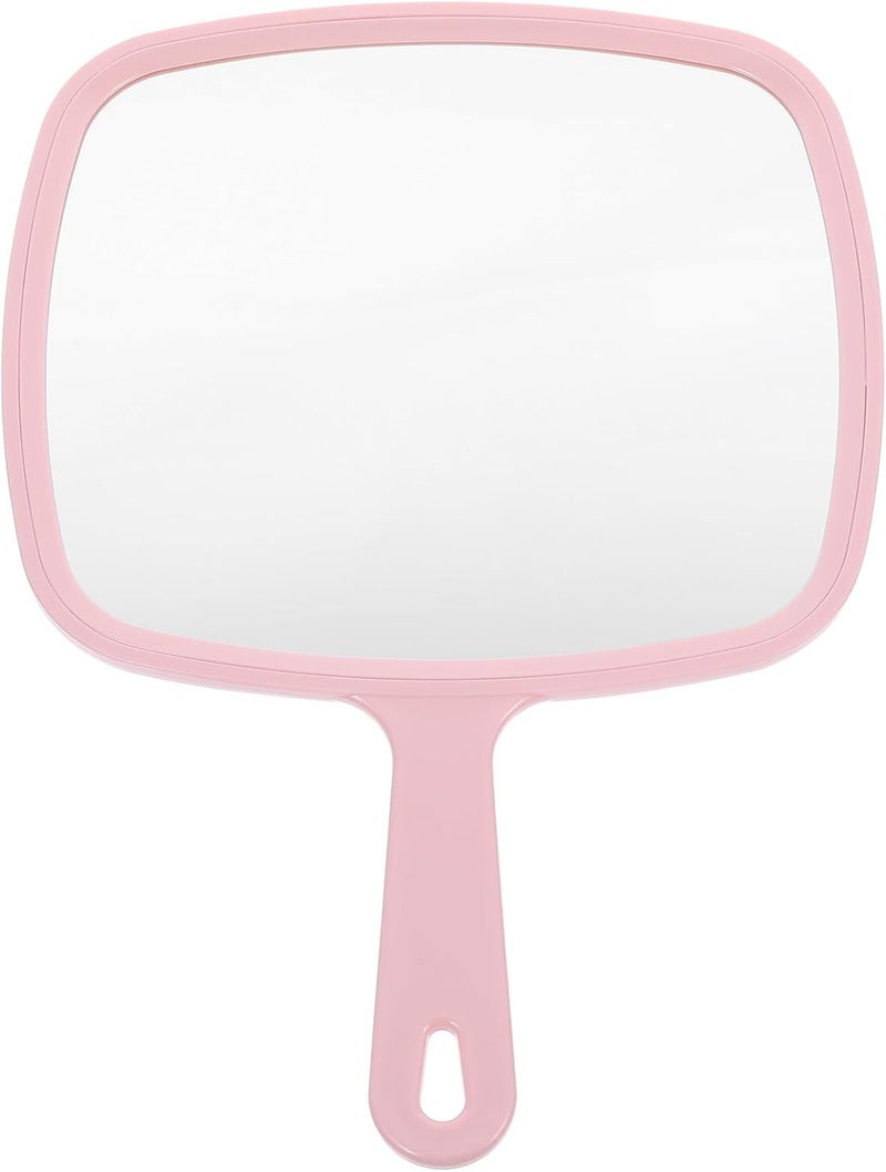 GANAZONO Portable Hand Mirror with Handle Pink Handheld Makeup Mirror for Travel and Home Use for Women - Image 1