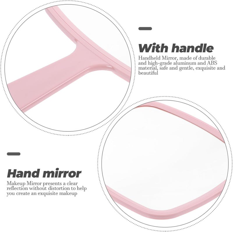 GANAZONO Portable Hand Mirror with Handle Pink Handheld Makeup Mirror for Travel and Home Use for Women - Image 3