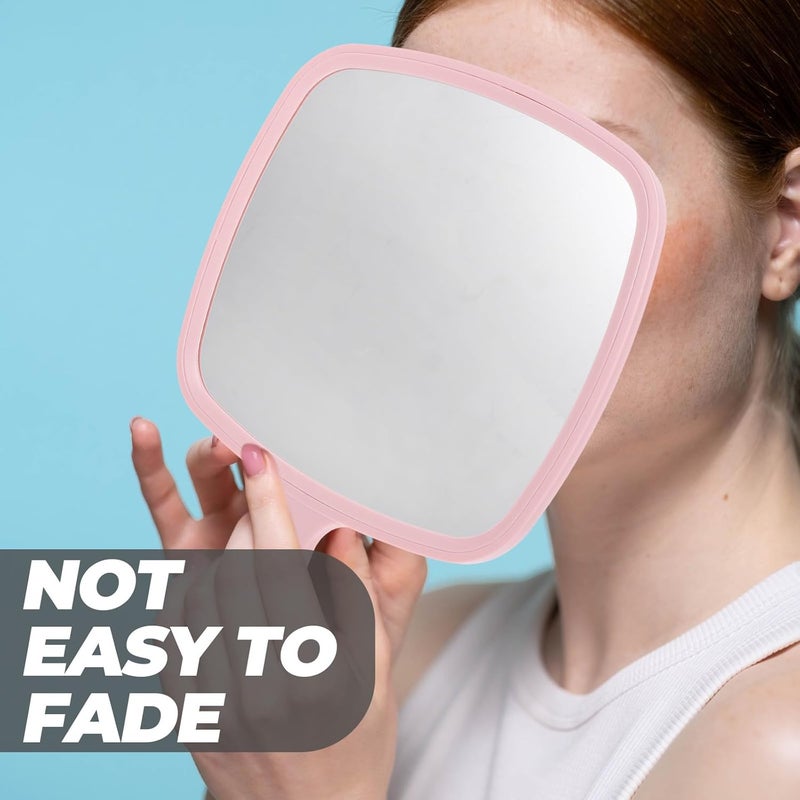 GANAZONO Portable Hand Mirror with Handle Pink Handheld Makeup Mirror for Travel and Home Use for Women - Image 4