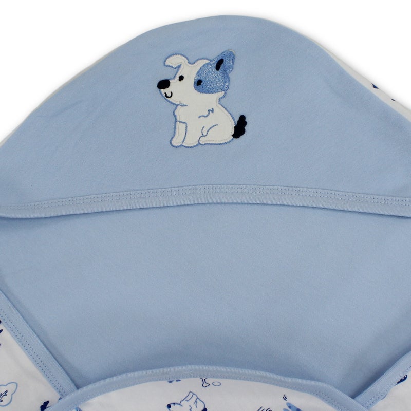 Cotton Baby Blanket – Baby Blue with Dog Embroidery – Babyblue – 0m - Image 3