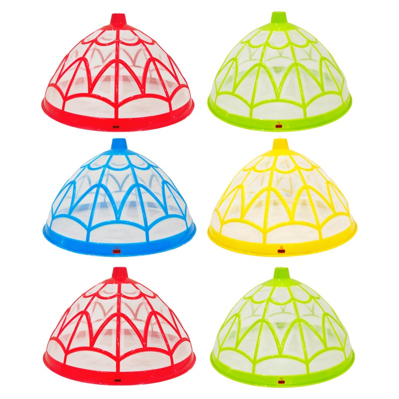 SNKM SNKM Food Cover Net Dome Plastic Round Shaped | Flies, Mosquitoes Other Insects | Kitchen Table Dinning Lid | Fruits, Vegetable Cover (Large, 33 CM/13 Inch Multicolour, Pack of 6)  - Image 1