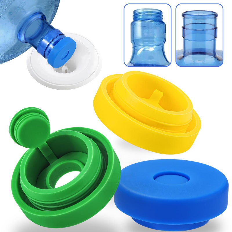 Striludo 3 Packs 5 Gallon Water Jug CapReusable 5 Gal Caps for Water JugsReplacement Water Bottle LidsLeak Proof Bottle Caps Fit 55mm BottlesMultiple ColorsPatented