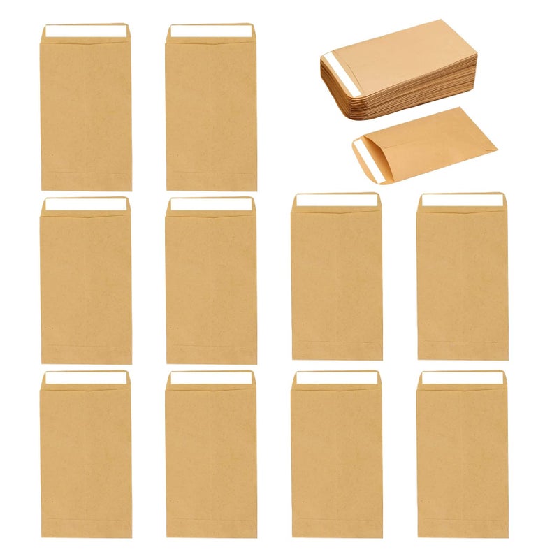 SHENLONG 50pcs Small Brown Envelopes for Seeds,6x10cm Mini Brown Seed Envelopes Coin & Small Parts Envelopes,Envelopes Brown Little Kraft Paper Bags for Storing Small Item Seeds Cash Money Beads Coin