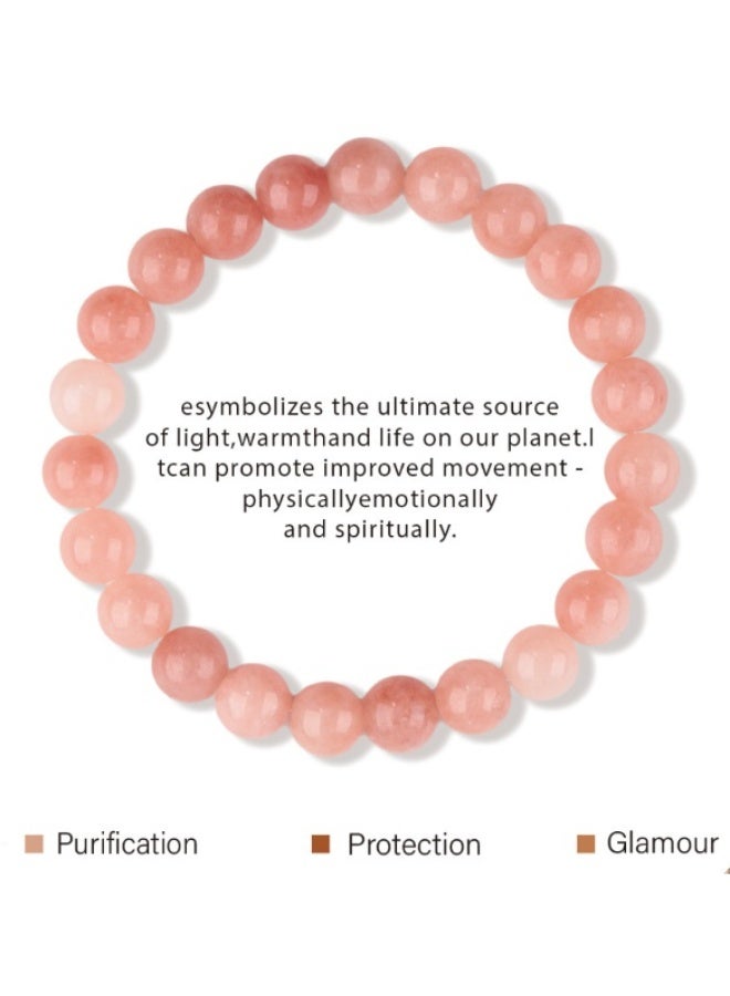 8mm Natural Stone Bracelet Elastic Beads Handmade Bracelets Inspirational Gifts with Message Card