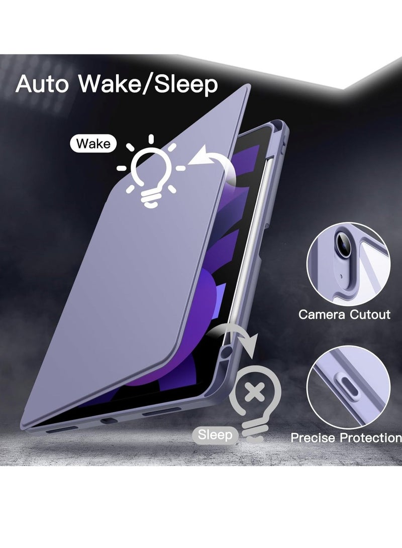 Three Fold Rotating Case for iPad Air 6th 11 Inch M2 2024/ iPad Air 7th 11 Inch M3 2025/ iPad Air 5th 2022 10.9 Inch/iPad Air 4th 2020 10.9 Inch/iPad Pro 11 inch (2022/2021/2020/2018), 360 Degree Rotation Protective Stand Cover Clear Back, Auto Wake/Sleep  - Image 3