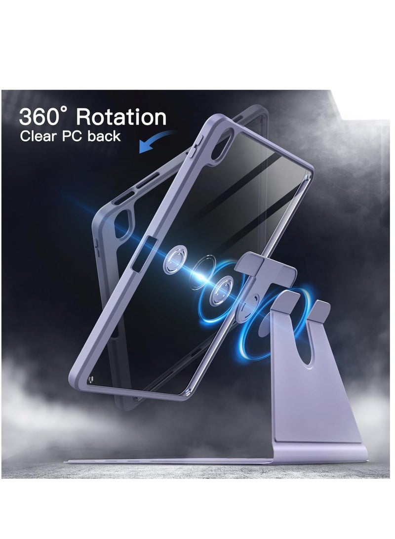 Three Fold Rotating Case for iPad Air 6th 11 Inch M2 2024/ iPad Air 7th 11 Inch M3 2025/ iPad Air 5th 2022 10.9 Inch/iPad Air 4th 2020 10.9 Inch/iPad Pro 11 inch (2022/2021/2020/2018), 360 Degree Rotation Protective Stand Cover Clear Back, Auto Wake/Sleep  - Image 5