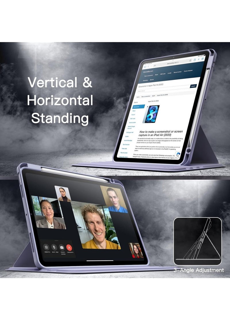 Three Fold Rotating Case for iPad Air 6th 11 Inch M2 2024/ iPad Air 7th 11 Inch M3 2025/ iPad Air 5th 2022 10.9 Inch/iPad Air 4th 2020 10.9 Inch/iPad Pro 11 inch (2022/2021/2020/2018), 360 Degree Rotation Protective Stand Cover Clear Back, Auto Wake/Sleep  - Image 2