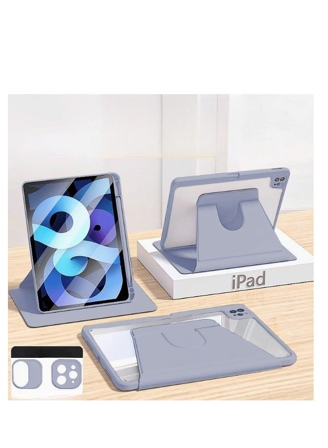 Three Fold Rotating Case for iPad Air 6th 11 Inch M2 2024/ iPad Air 7th 11 Inch M3 2025/ iPad Air 5th 2022 10.9 Inch/iPad Air 4th 2020 10.9 Inch/iPad Pro 11 inch (2022/2021/2020/2018), 360 Degree Rotation Protective Stand Cover Clear Back, Auto Wake/Sleep  - Image 1