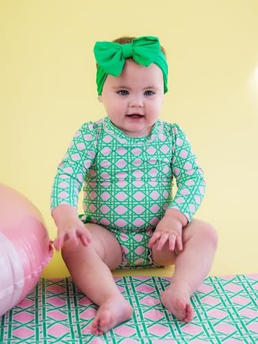 RuffleButts Baby Girls UPF 50 Sun Protection Novelty Print Long Sleeve One Piece Rash Guard Swimsuit with Zipper Pink Coastal Cane 1218m - Image 3