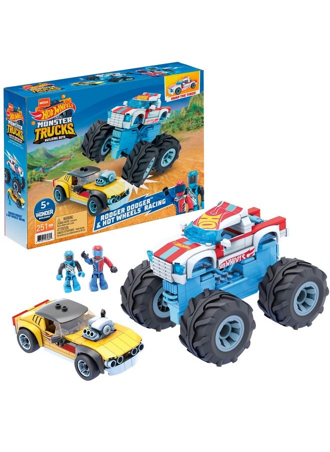 Mega Brands MEGA Hot Wheels Collectible Vehicle Building Toy Car Rodger Dodger, 2 Micro Action Figure Drivers and Deluxe Features, for Fans and Collectors  - Image 1