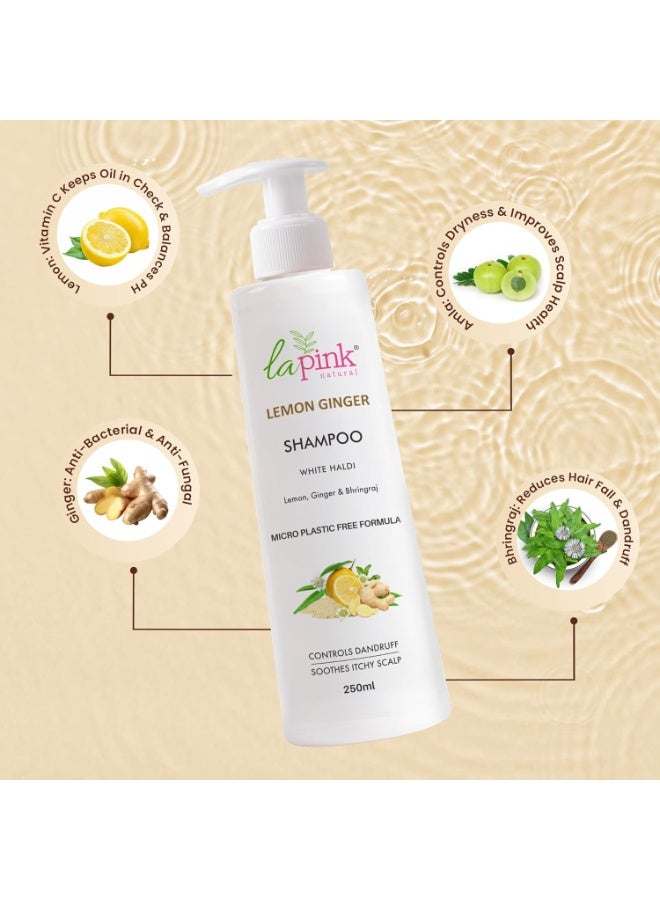 La Pink Lemon & Ginger Anti-Dandruff Shampoo For Men & Women, All Hair Types | 250ml - Image 3