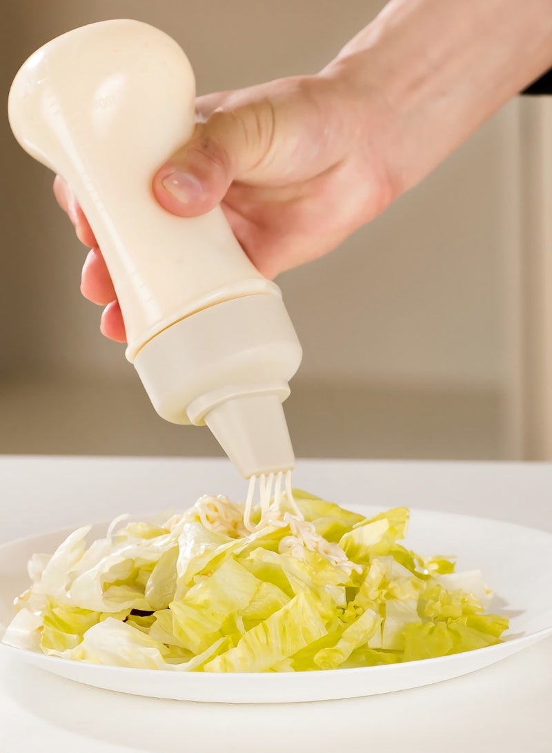 SYOSI Squeeze Bottles, 8 OZ Plastic Condiment Squeeze Squirt Bottles and Caps with Discrete Measurements, for Ketchup, Oil, Honey, BBQ, Sauces, Syrup, Condiments, Dressings, BPA Free (2 Pack ) - Image 2